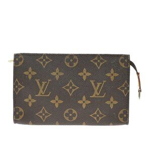 LOUIS VUITTON Logo BUCKET PM Pouch Bag Monogram Leather Brown France 05EF546